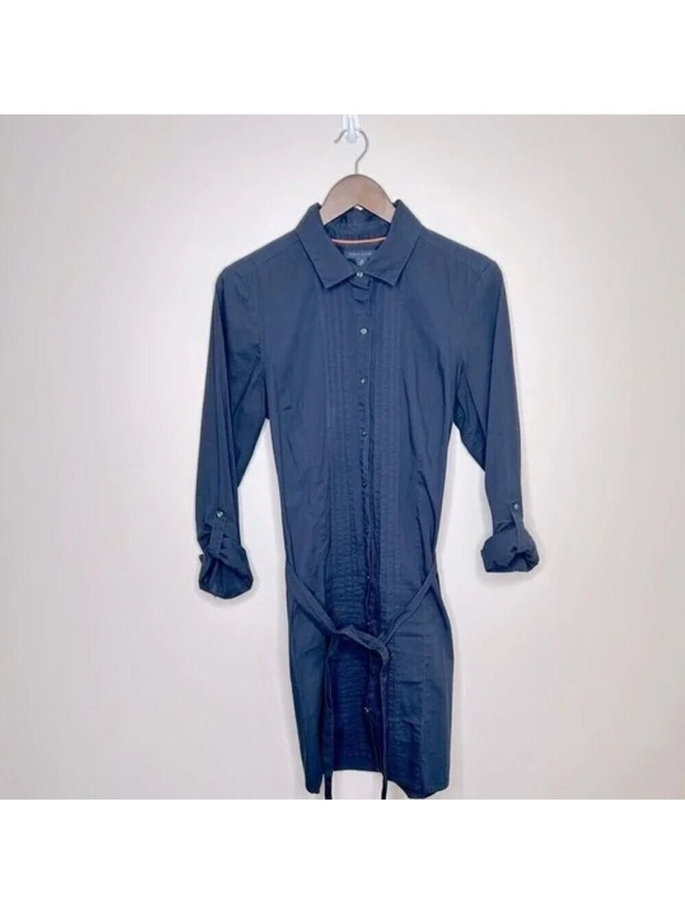 Tommy Hilfiger Navy Button Down Shirt Dress Belt Large